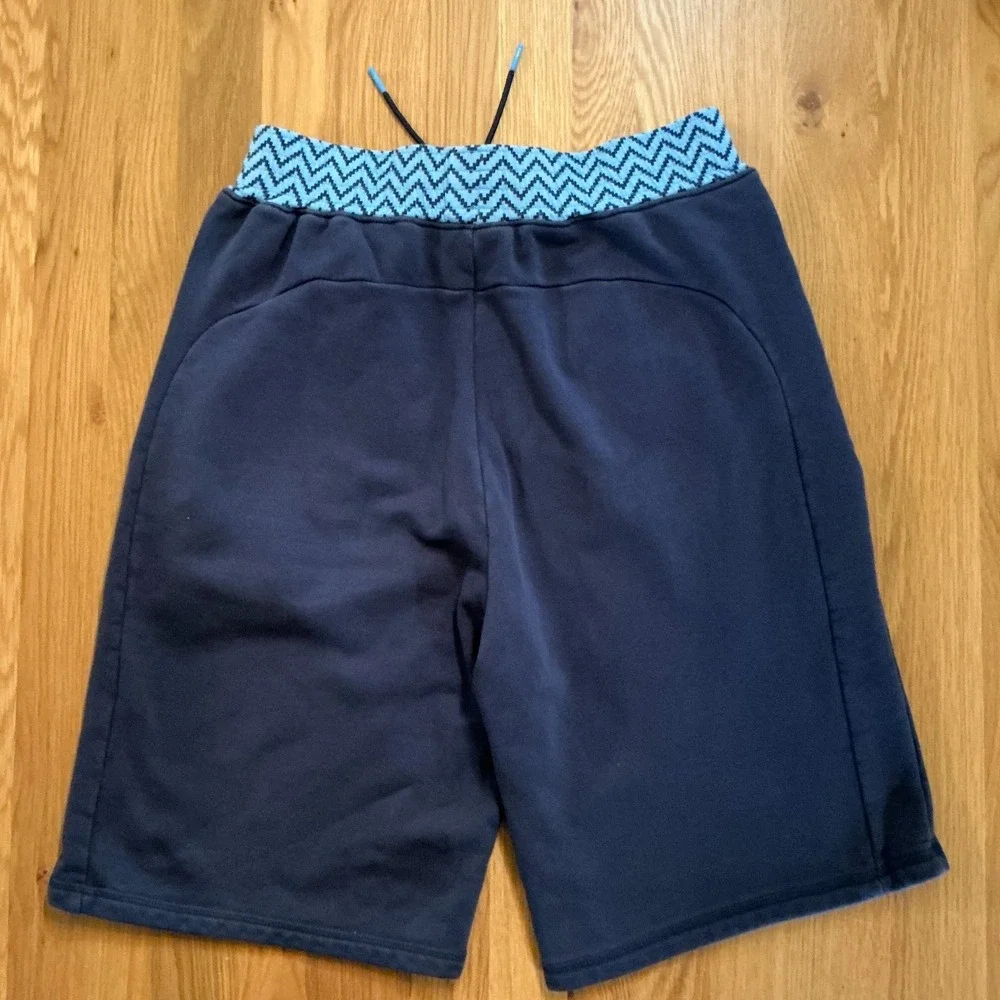 Nike Air Jordan Mens Medium‎ Navy Blue Basketball Shorts Drawstring Zigzag Trim